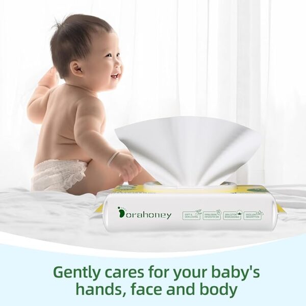100% USA Cotton Baby Wipes for Sensitive Skin, 99% Purified Water Unscented Wet Wipes, Hypoallergenic & Plastic-Free, 512 Count (8 Flip-Top Packs of 64) - Image 2