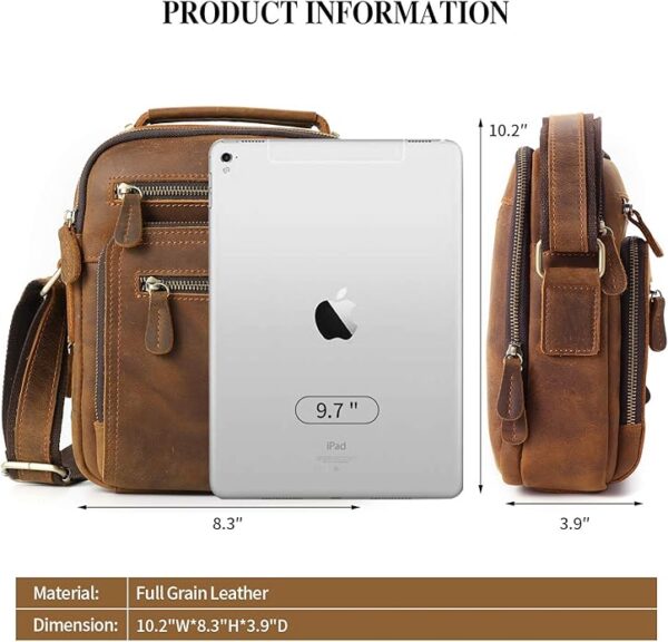 Ringsun Small Leather Men's Purse, Messenger Bag for Men with Zipper, Crossbody Shoulder Bag, RS30 - Image 2