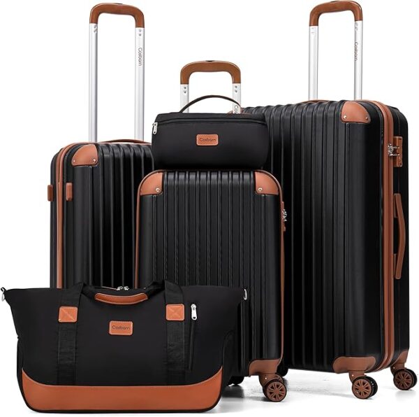 luggage sets 5 piece suitcases with wheels, suitcase set abs hard case luggage with tsa lock spinner wheels durable travel luggage