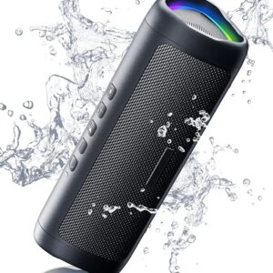 Bluetooth Speaker with HD Sound, Portable Wireless, IPX5 Waterproof, Up to 20H Playtime, TWS Pairing, BT5.3, for Home/Party/Outdoor/Beach, Stocking Stuffers, White Elephant Gifts for Adults (Black)